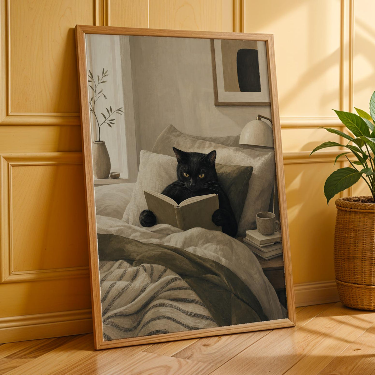 Additional product presentation of Bombay Cat Reading in Bed Poster.