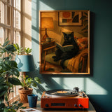 Alternate product view of Bombay Cat Reading in Armchair Poster.