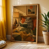 Additional product view of British Shorthair Reading in Armchair Poster.