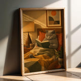 Product presentation view of British Shorthair Reading in Armchair Poster.