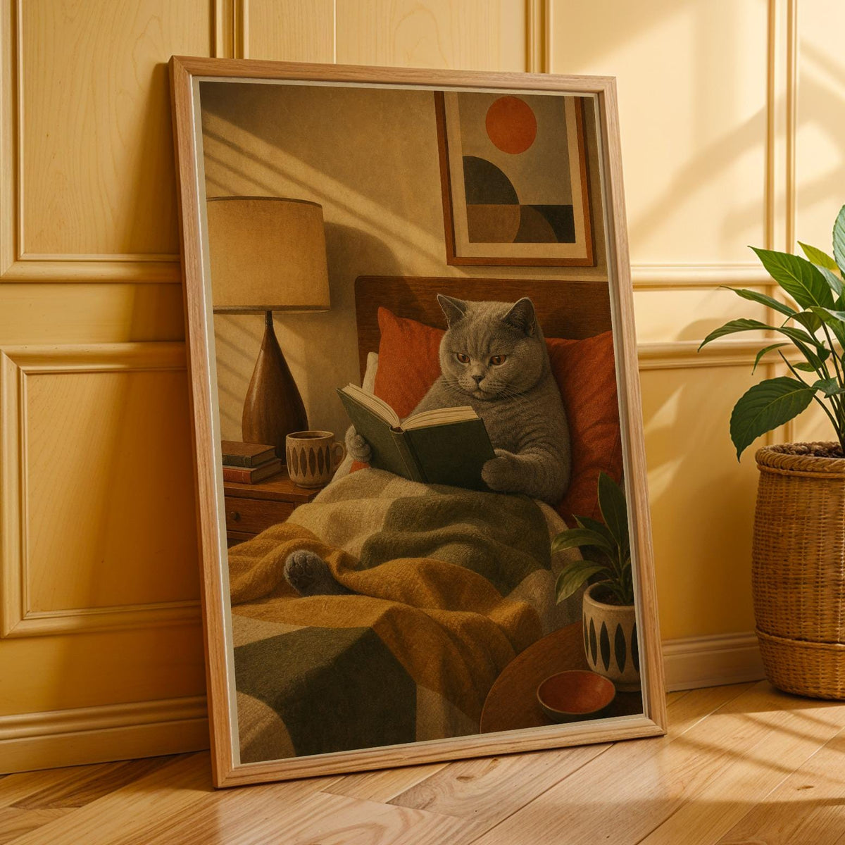 Additional product presentation of British Shorthair Reading in Armchair Poster.