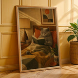 Additional product presentation of British Shorthair Reading in Armchair Poster.