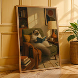 Additional product presentation of Ragdoll Cat Reading in Armchair Poster.