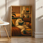 Product view of Persian Cat Reading in Armchair Poster.