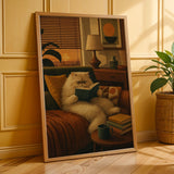 Additional product presentation of Persian Cat Reading in Armchair Poster.