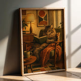 Product presentation view of Maine Coon Reading in Armchair Poster.