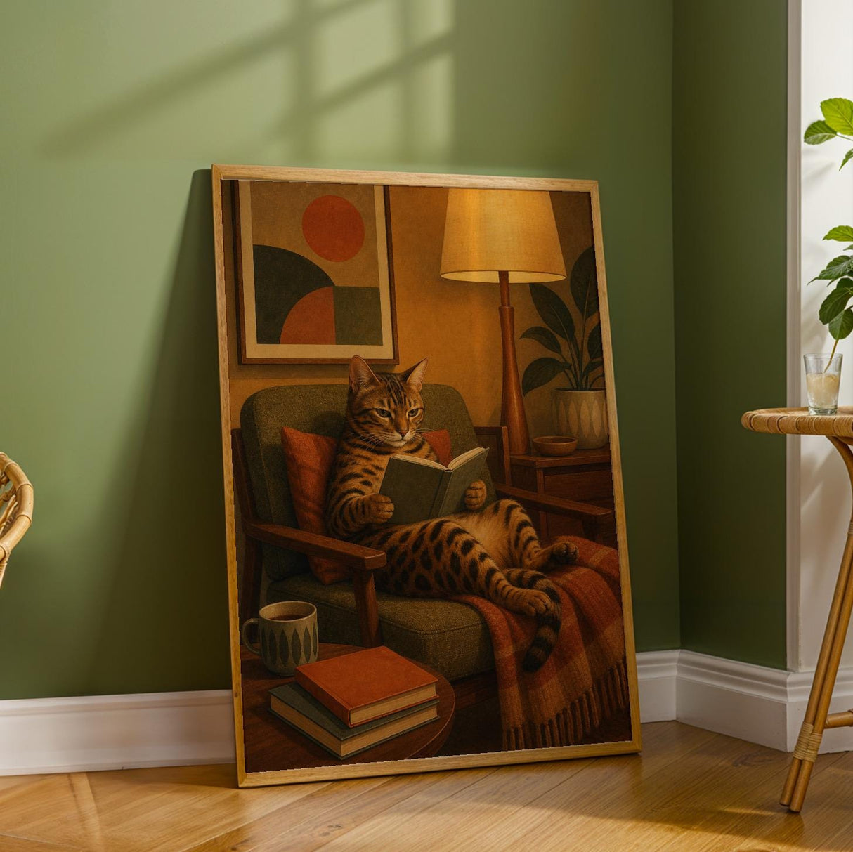 Additional product detail of Bengal Cat Reading in Armchair Poster.
