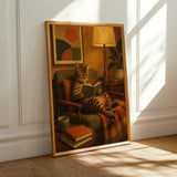 Alternate product presentation of Bengal Cat Reading in Armchair Poster.