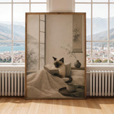 Alternate gallery view of Siamese Cat Reading in Bed Poster.