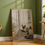 Additional product detail of Siamese Cat Reading in Bed Poster.