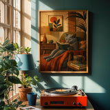Alternate product view of Russian Blue Cat Reading Book Poster.