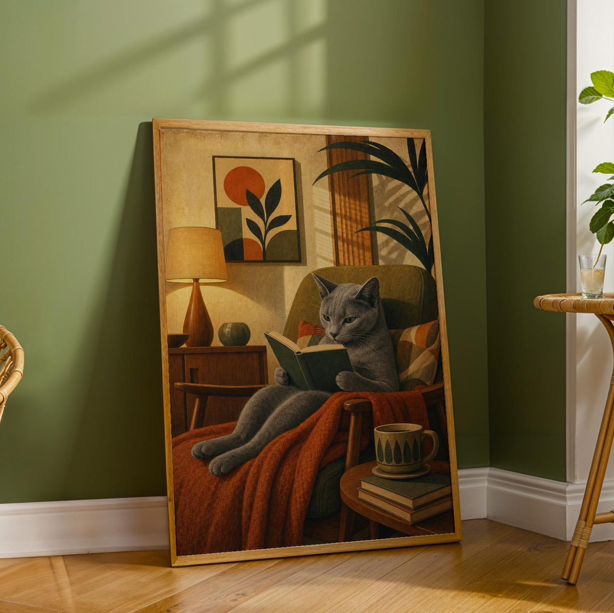 Additional product detail of Russian Blue Cat Reading Book Poster.