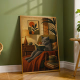 Additional product detail of Russian Blue Cat Reading Book Poster.