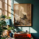 Alternate product view of Fog Gray Zen Cat Poster.