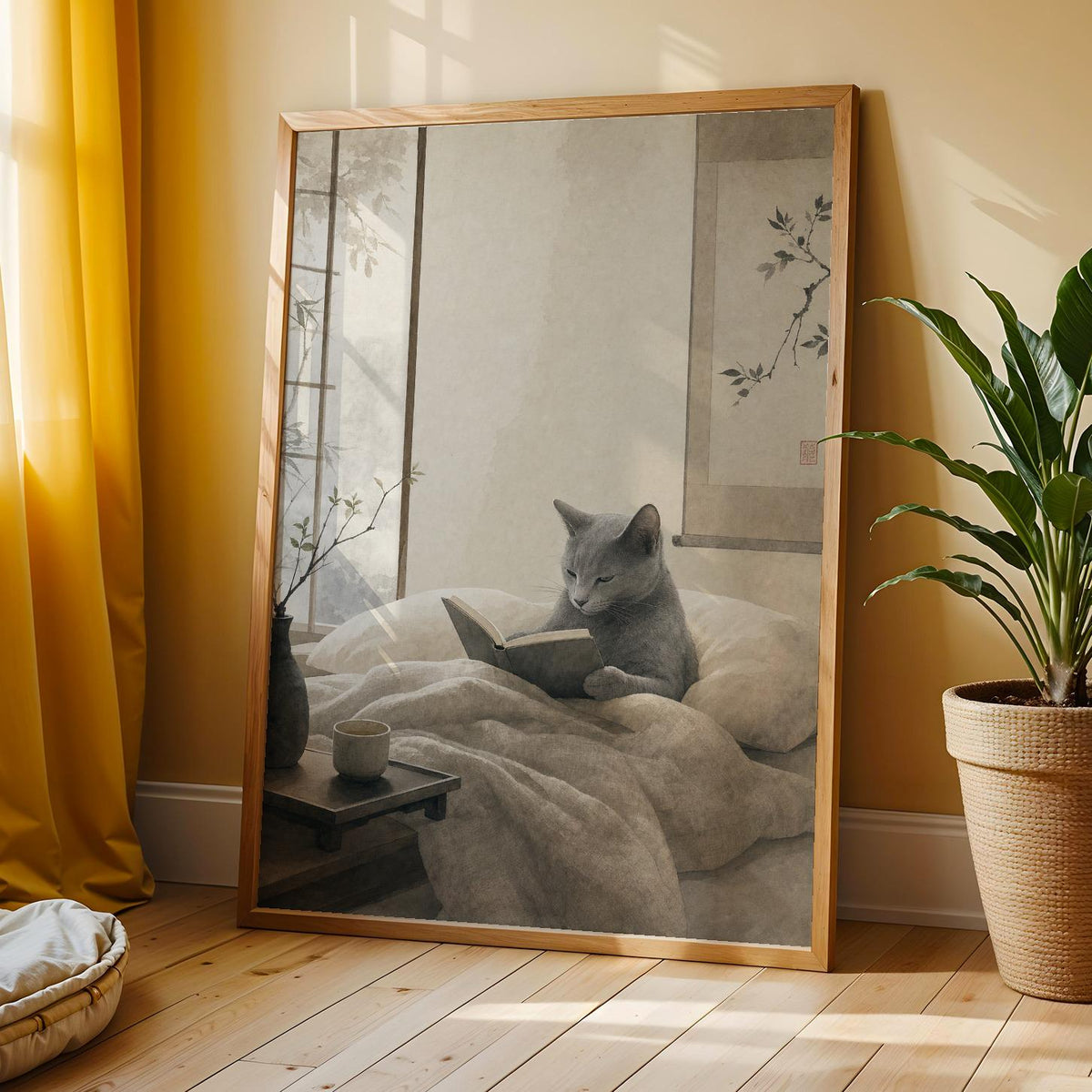 Additional product view of Fog Gray Zen Cat Poster.