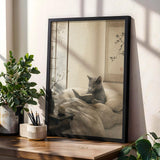 Product gallery view of Fog Gray Zen Cat Poster.