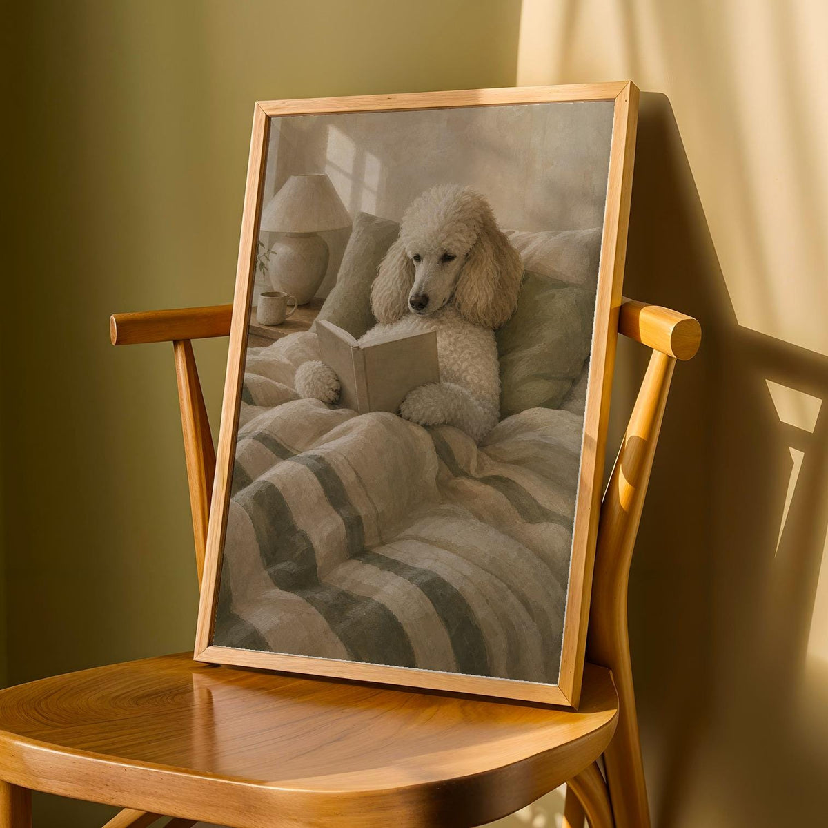 Alternate gallery view of Nordic Standard Poodle Reading Book Art Print Poster.