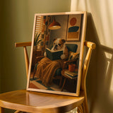 Alternate gallery view of English Bulldog Reading a Book Poster.