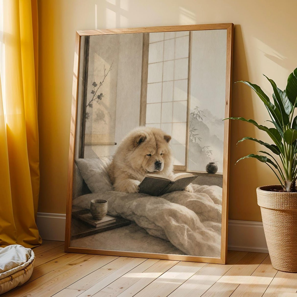 Additional product view of Chow Chow Reading in Bed Poster.