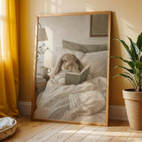 Additional product view of Holland Lop Rabbit Reading in Bed Poster.