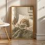 Product view of Mini Lop Rabbit Reading in Bed Poster.