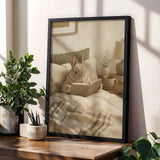 Product gallery view of Netherland Dwarf Rabbit Reading in Bed Poster.