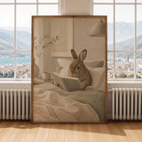 Alternate gallery view of Mini Rex Rabbit Reading in Bed Poster.