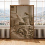 Alternate gallery view of Angora Rabbit Reading in Bed Poster.