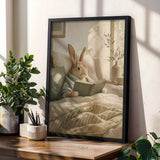 Product gallery view of Satin Rabbit Reading in Bed Poster.