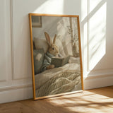 Alternate product presentation of Satin Rabbit Reading in Bed Poster.