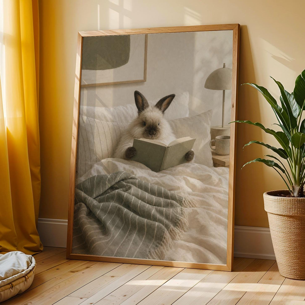 Additional product view of Himalayan Rabbit Reading in Bed Poster.
