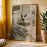 Additional product view of Himalayan Rabbit Reading in Bed Poster.