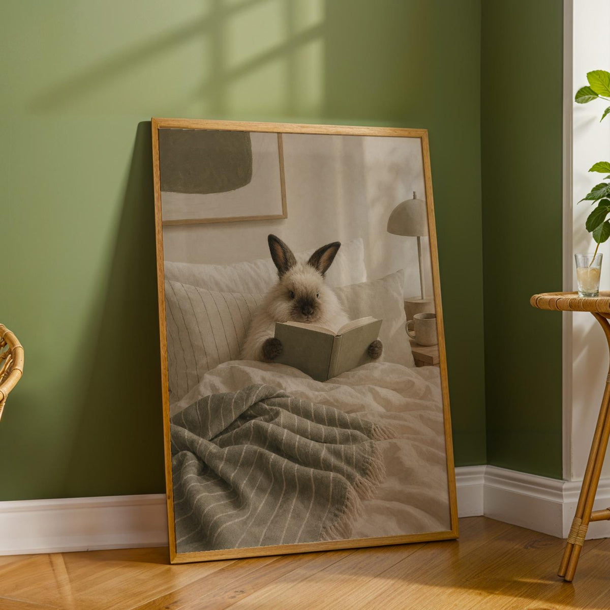 Additional product detail of Himalayan Rabbit Reading in Bed Poster.