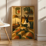 Product view of Dutch Rabbit Reading in Armchair Poster.