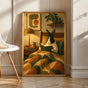 Product view of Dutch Rabbit Reading in Armchair Poster.