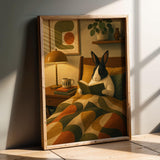 Product presentation view of Dutch Rabbit Reading in Armchair Poster.