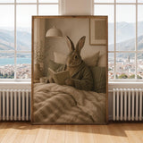 Alternate gallery view of Flemish Rabbit Reading in Bed Poster.