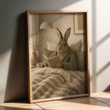Product presentation view of Flemish Rabbit Reading in Bed Poster.