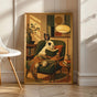 Product view of English Spot Rabbit Reading in Armchair Poster.