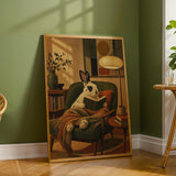 Additional product detail of English Spot Rabbit Reading in Armchair Poster.