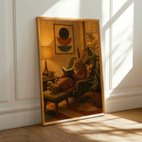 Alternate product presentation of Havana Rabbit Reading in Armchair Poster.