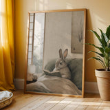 Additional product view of Californian Rabbit Reading in Bed Poster.