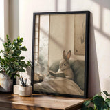 Product gallery view of Californian Rabbit Reading in Bed Poster.
