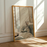 Alternate product presentation of Californian Rabbit Reading in Bed Poster.