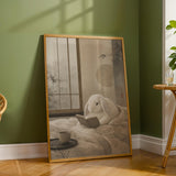 Additional product detail of Holland Lop Rabbit Reading in Bed Poster.