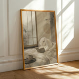 Alternate product presentation of Holland Lop Rabbit Reading in Bed Poster.