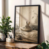 Product gallery view of Mini Rex Rabbit Reading in Bed Poster.