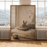 Alternate gallery view of Mini Rex Rabbit Reading in Bed Poster.