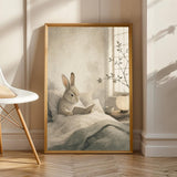 Product view of Satin Rabbit Reading in Bed Poster.