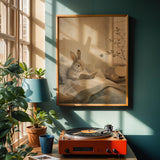 Alternate product view of Satin Rabbit Reading in Bed Poster.